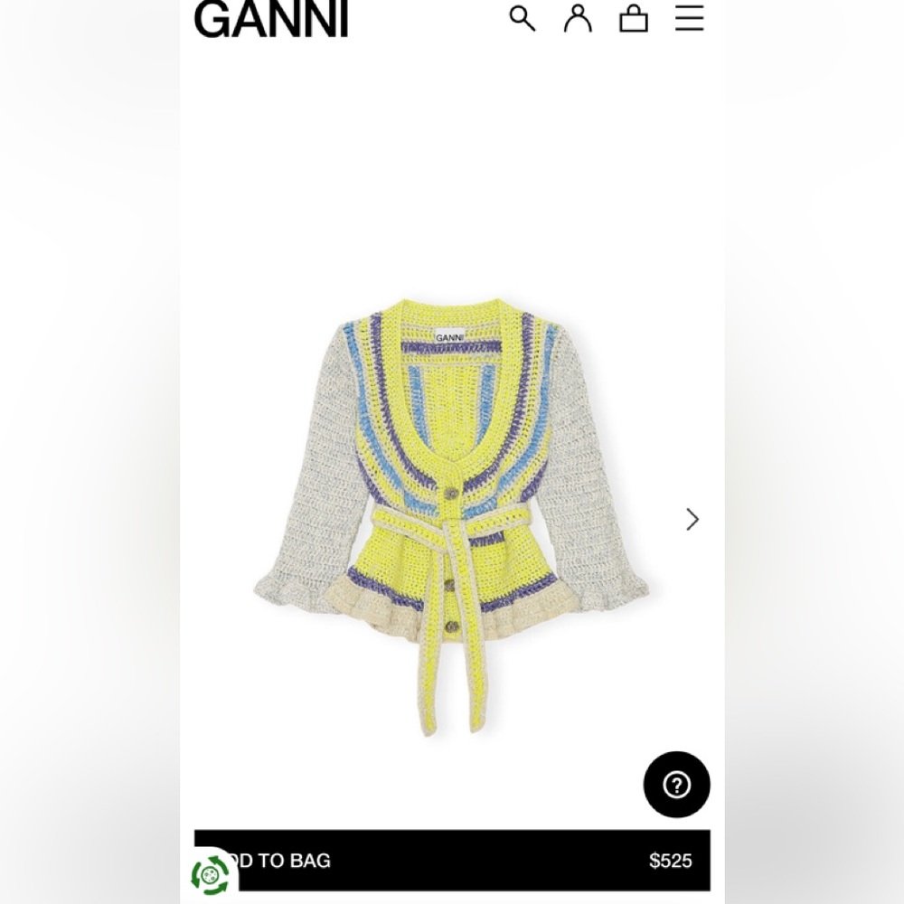Ganni Novelty Crochet Belted Cardigan - Picture 1 of 4